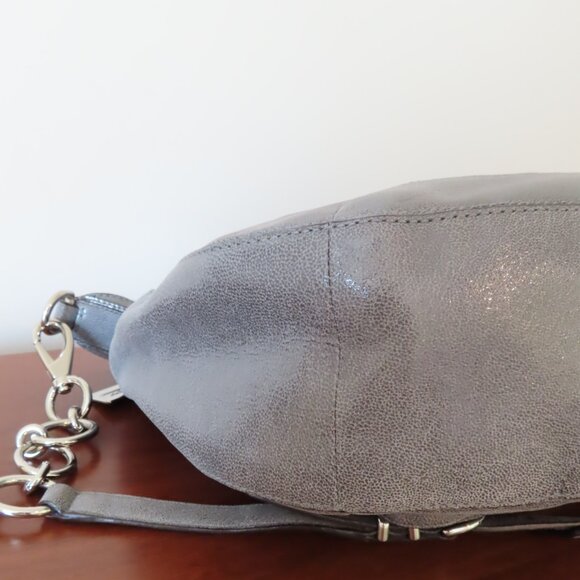 COACH Kristin Laila Pinnacle Round Satchel Shimmer Slate gray leather EUC 19343 - Picture 7 of 13